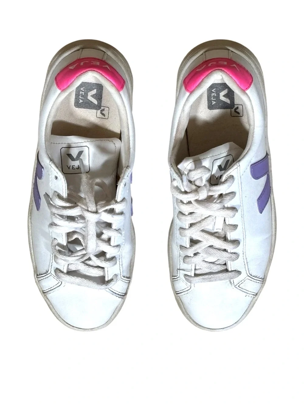 Women’s Veja Urca Low Top White CWL Lavender Pink Faux Leather Sneakers Size 7